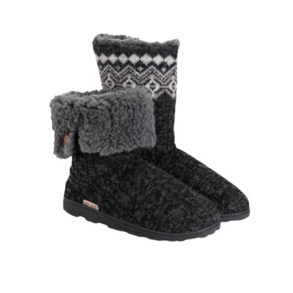 Muk Luks Tall Knit Fold Over Slipper Boots - Picture 2 of 12